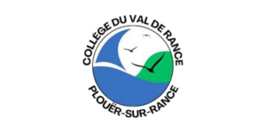 Logo du Collège du Val de Rance, à Plouër-sur-Rance. Cet emblème circulaire représente des oiseaux, des vagues bleues et une zone verte, avec le nom de l'établissement inscrit sur le pourtour, soulignant ainsi son rôle de sophrologue partenaire des professionnels de santé.